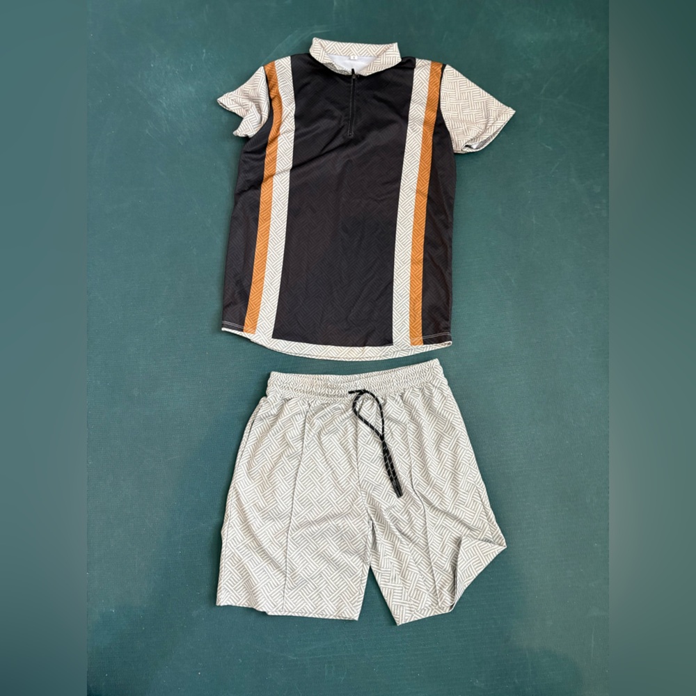 Amazon Men's Black and Tan Two-Piece Set